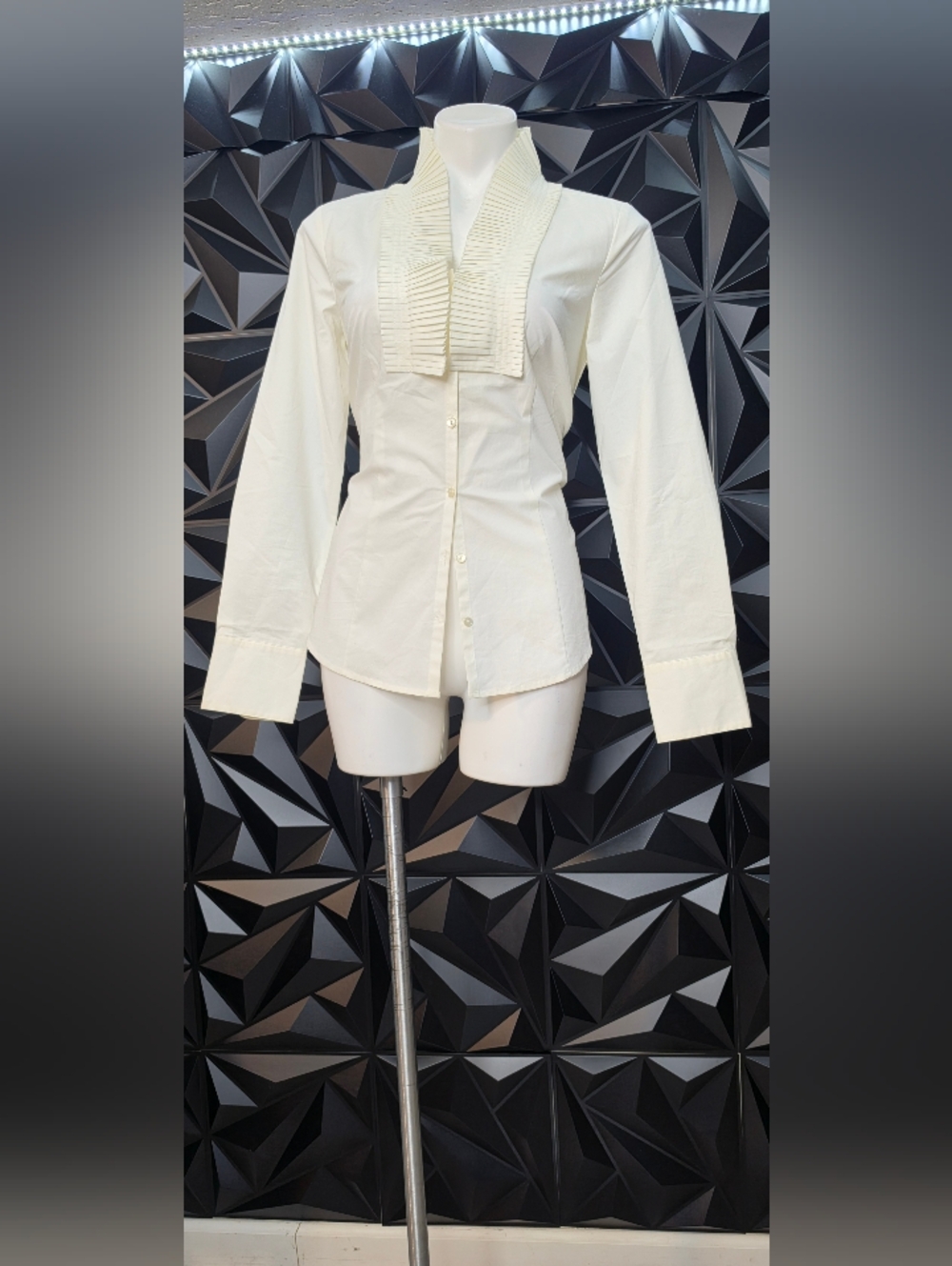 LOFT Cream Ruffled collar Button-Up Blouse